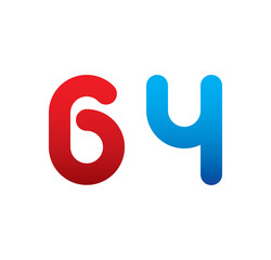 64 logo initial blue and red 