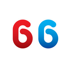 66 logo initial blue and red 