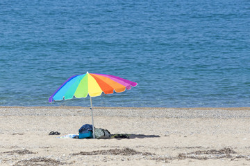 rainbow colors, umbrella sea, Greece, Preveza