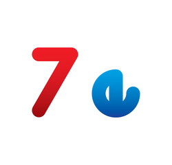 7e logo initial blue and red 