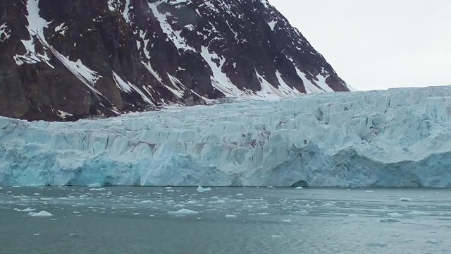 view of the glaciers and icebergs in the svalbard islands in the artic