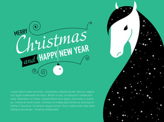 Happy new year card for 2014  of Horse