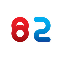 82 logo initial blue and red 