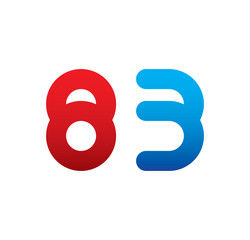 83 logo initial blue and red 