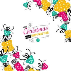 Fotobehang Post card with Christmas doodles. © mariaaverburg