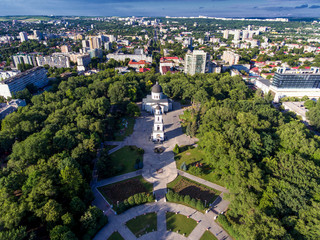 Plakat Chisinau, Republic of Moldova, aerial view from drone. Central p