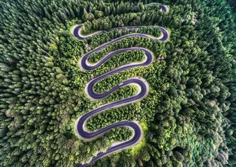 Foto op Canvas Curvy road from the high mountain pass in Transalpina, Romania. © Calin Stan