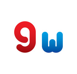 9w logo initial blue and red 