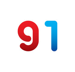 91 logo initial blue and red 