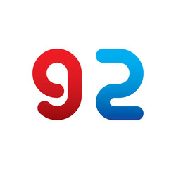 92 logo initial blue and red 