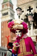 Fototapeta na wymiar Venetian mask model Carnival 2016