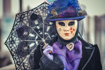 Beautiful venetian masked model from the Venice Carnival 2016