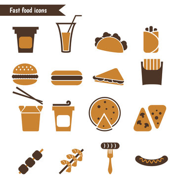 Set of fast food icons.