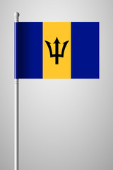 Flag of Barbados. National Flag on Flagpole