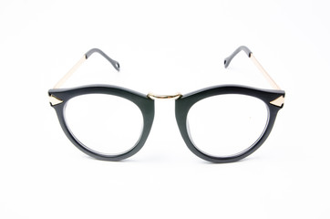 Fashion glasses style plastic-framed on white background.