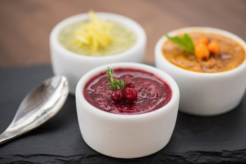 Refreshing lemon cranberry seabuckthorn sorbet