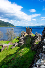 Fototapeta na wymiar Remainings of the Urquhart Castle in Loch Ness in Scotland
