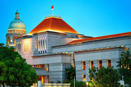 Parliament and Old Supreme Court Building at Boat Quay Singapore
