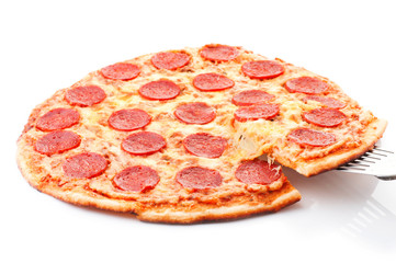 Pepperoni Pizza, isolated on white background