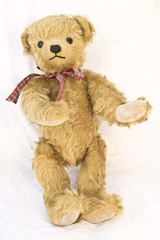 Old Antique Teddy Bear on Isolated Background