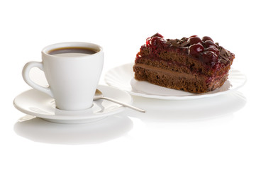coffee and cake with cherries