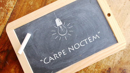 Carpe noctem. A Latin phrase that means “seize the night”.