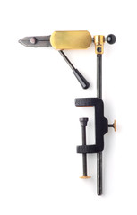 Vice for fly fishing isolated on white