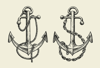 Hand drawn nautical anchor. Vector illustration © ~ Bitter ~