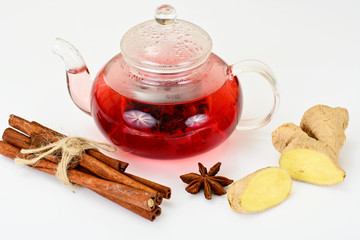 Red Hibiscus Tea with Cinnamon, Dittany and Ginger