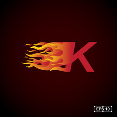 letter K logo,fire fast speed