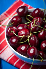 Fresh red cherries.