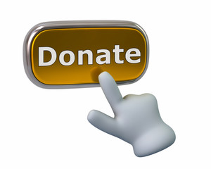 Hand pressing golden donate button