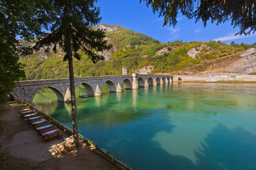 Fototapeta premium Old Bridge on Drina river in Visegrad - Bosnia and Herzegovina