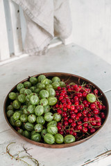 tasty summer berries on a wooden table. Fresh concept, fruits background