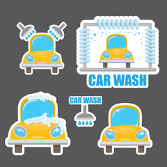 orange vector Car wash icons set .