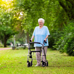 Senior lady with a walker