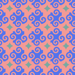 Spiral and star seamless pattern