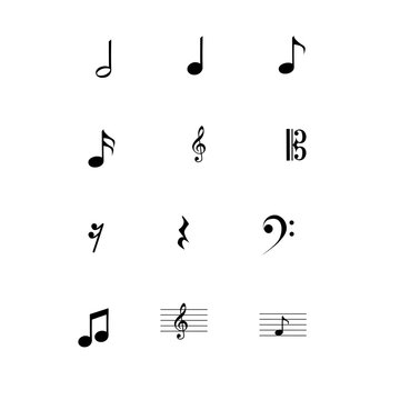 Vector musical notes icons set