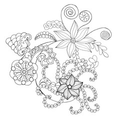 Fantasy flowers coloring page.