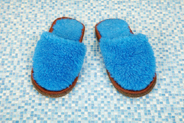 Pair of soft blue slippers