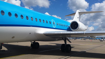 Fototapeta na wymiar boarding a small blue jet