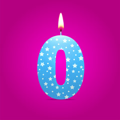 Burning candle in the form of number birthday