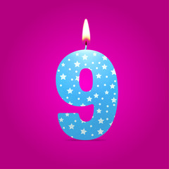 Burning candle in the form of number birthday