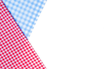 red and blue tablecloth isolated on white