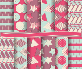 set of abstract paper with geometric shapes and design elements for scrapbook