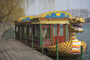A dragon boat on the Kunming Lake, Beijing, China