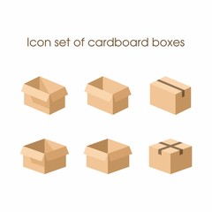 Icon set of cardboard boxes