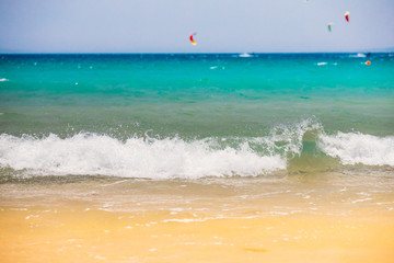 Fresh Sea Ocean Waves washing yellow sand beach