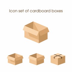 Icon set of cardboard boxes