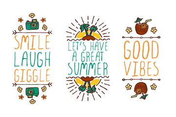 Set of summer hand-sketched elements